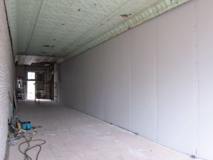 Drywall with no scaffolding.